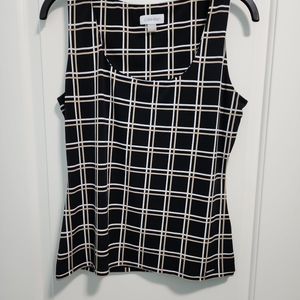 Calvin Klein beige, black and white sleeveless top